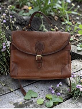 Vintage Liz Claiborne Pebbled Leather Satchel – British Tan